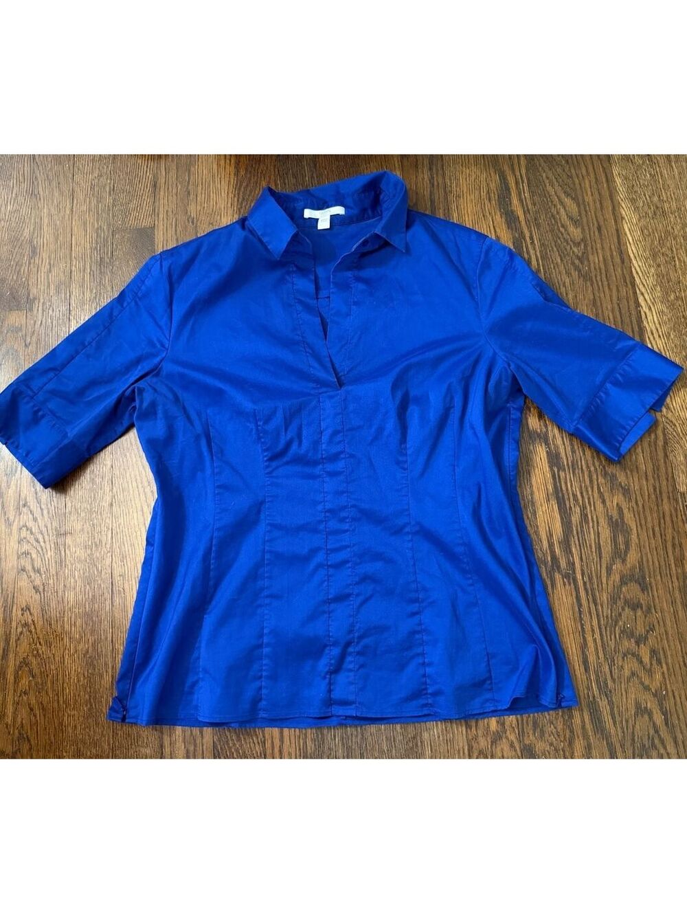 BOSS Blue Short Sleeve Collared Blouse Size 14